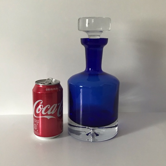 ❌SOLD❌ Krosno Poland Cobalt Blue Bubble Decanter - Picture 5 of 10